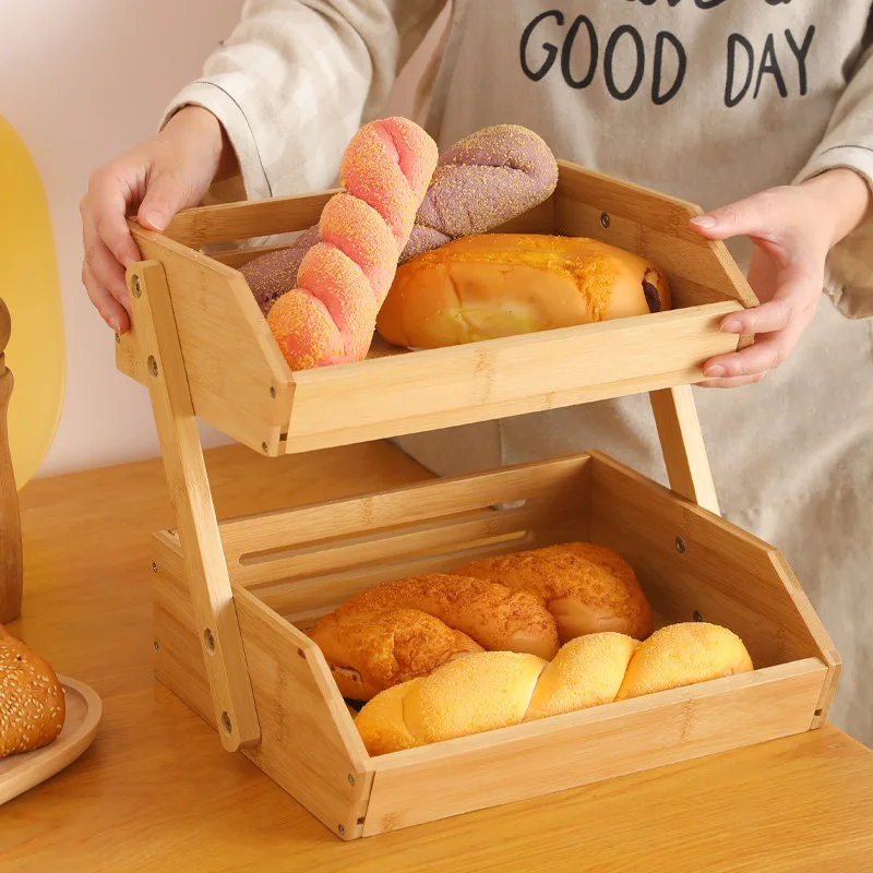 

Bamboo Multi-layer Storage Basket Household Kitchen Fruit and Vegetable Draining Basket Multi-purpose Vegetable Storage Shelf