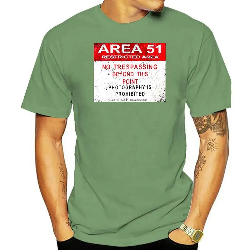 

AREA 51 VINTAGE LOGO SIGN Tops Tee T Shirt Warning UFO TR3B Adamski Secret Alien Base Hip-hop Tops T-Shirt