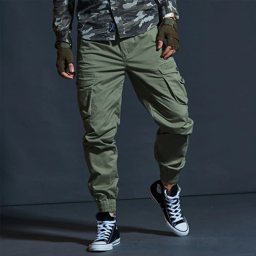 Men's Casual Pants Slim-Fit Camo Jogging Drawstring Pants Multi-pocket Cargo Pants Fashion Sports Pants Men's Trousers