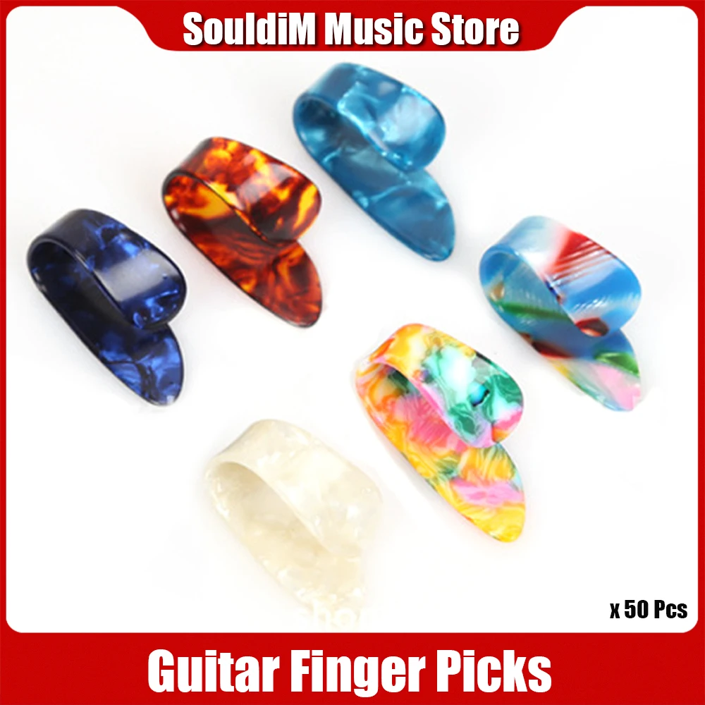 

50PCS/LOT Large Shell Thumb Index Finger Picks Celluloid Plastic Thumbpicks Plectrums Acoustic Guitar