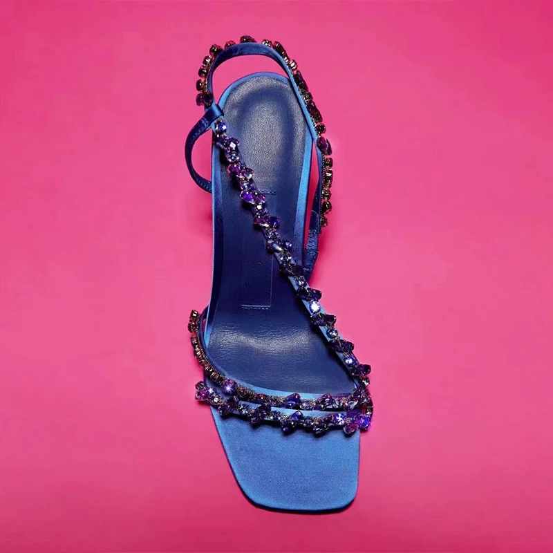 

Сандалии Za на высоком каблуке, Босоножки с открытым носком и ремешком из бисера, туфли зеленого цвета для банкета, летние