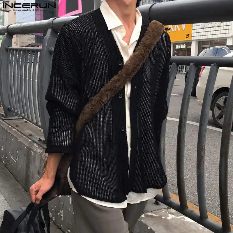 

Топы INCERUN 2023, новые мужские тонкие удобные рубашки в Корейском стиле, Повседневная Уличная простая универсальная блузка с длинным рукавом