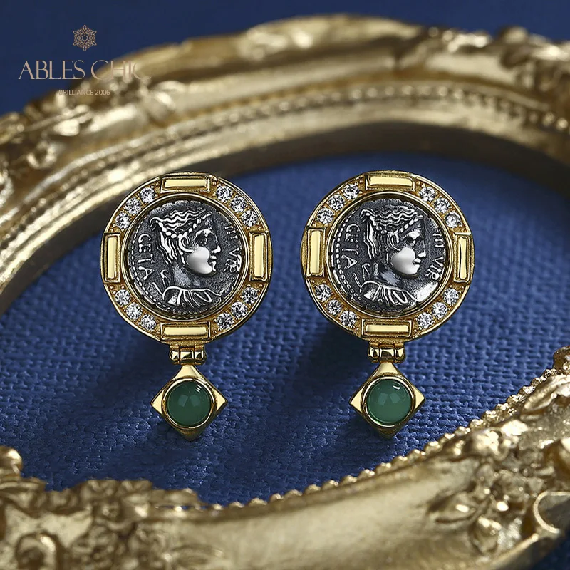 Серьги-гвоздики из серебра 925 пробы с натуральным агатом