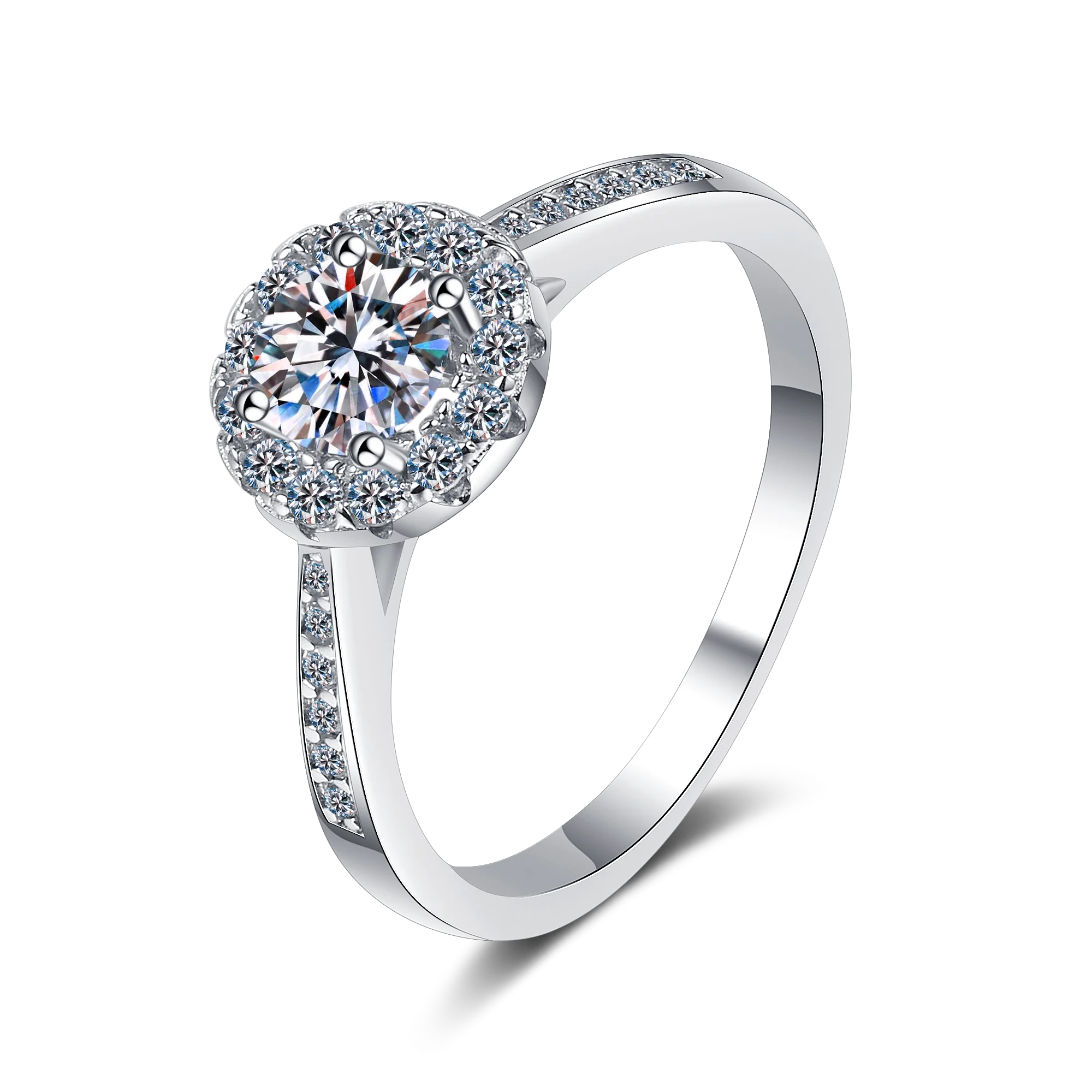 

Aisne Real 1ct 2ct VVS1 D Color Moissanite Wedding Rings For Girls Engagement White Gold Color 925 Sterling Silver Jewelry Ring