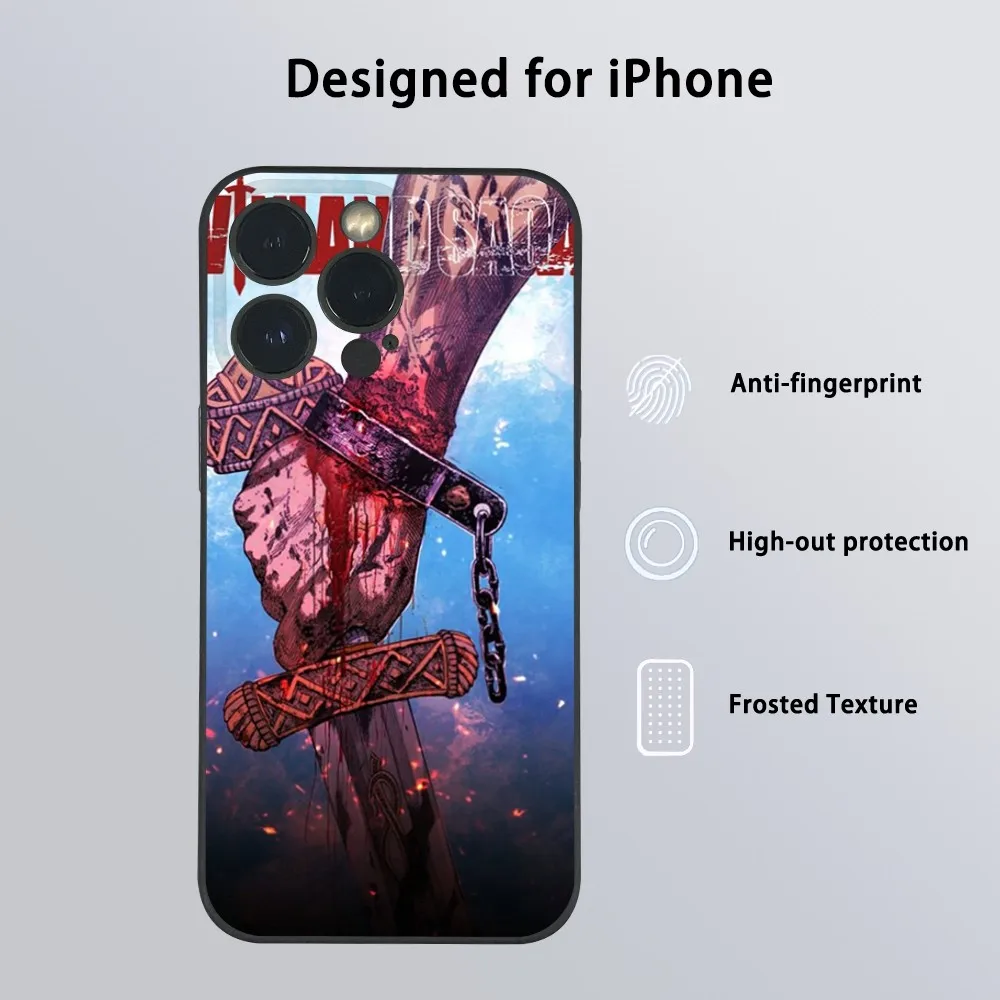 Чехол для телефона V-Vinland Saga в стиле аниме iPhone 16 15 14 13 Pro Max Plus Mini Frosted Soft Shell Funda