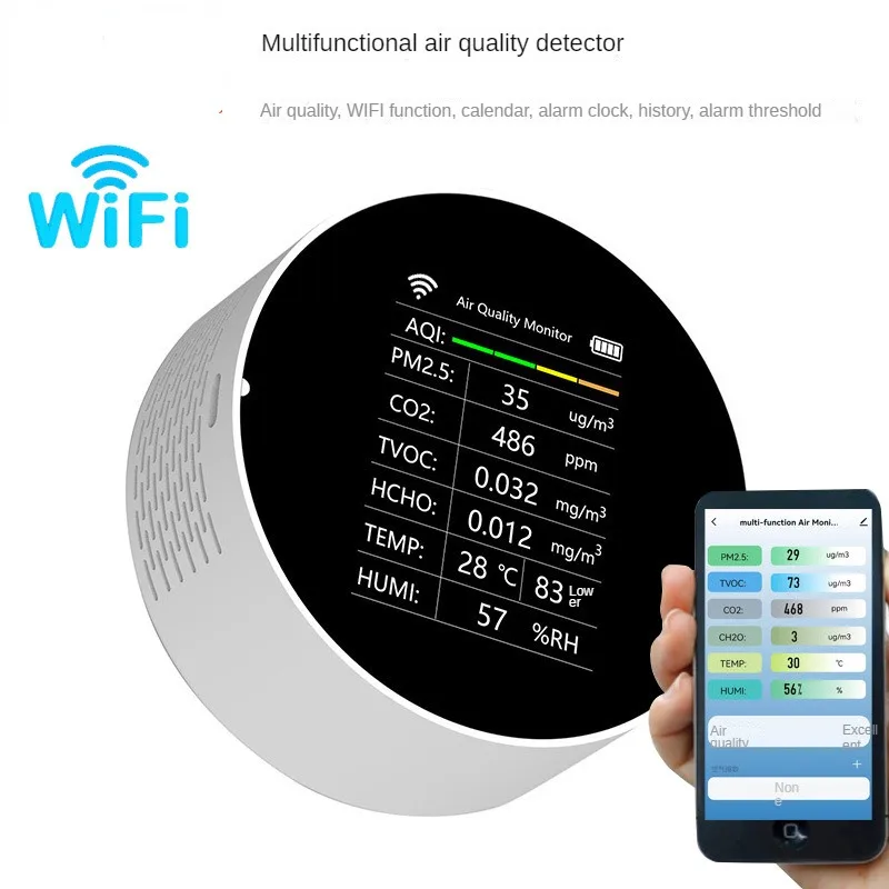 Детектор качества воздуха многофункциональный запах CO2 NDIR граффити Wi-Fi