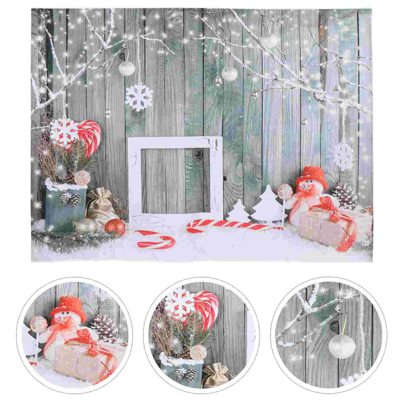 

Christmas Snowflake Background Backdrop Photo Children Blanketwall Xmas Decoration Party Winter Fabric Snow White Snowmanwood