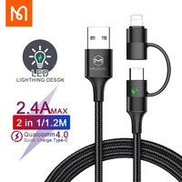 mcdodo 2 in 1 usb type c lightning fast charging cable for iphone 12 11 pro xs max xr x 8 samsung huawe mobile fast charger