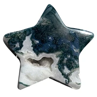 natural crystal star decoration crystal healing stone natural crystal healing stone green water grass agate pentagram star moss