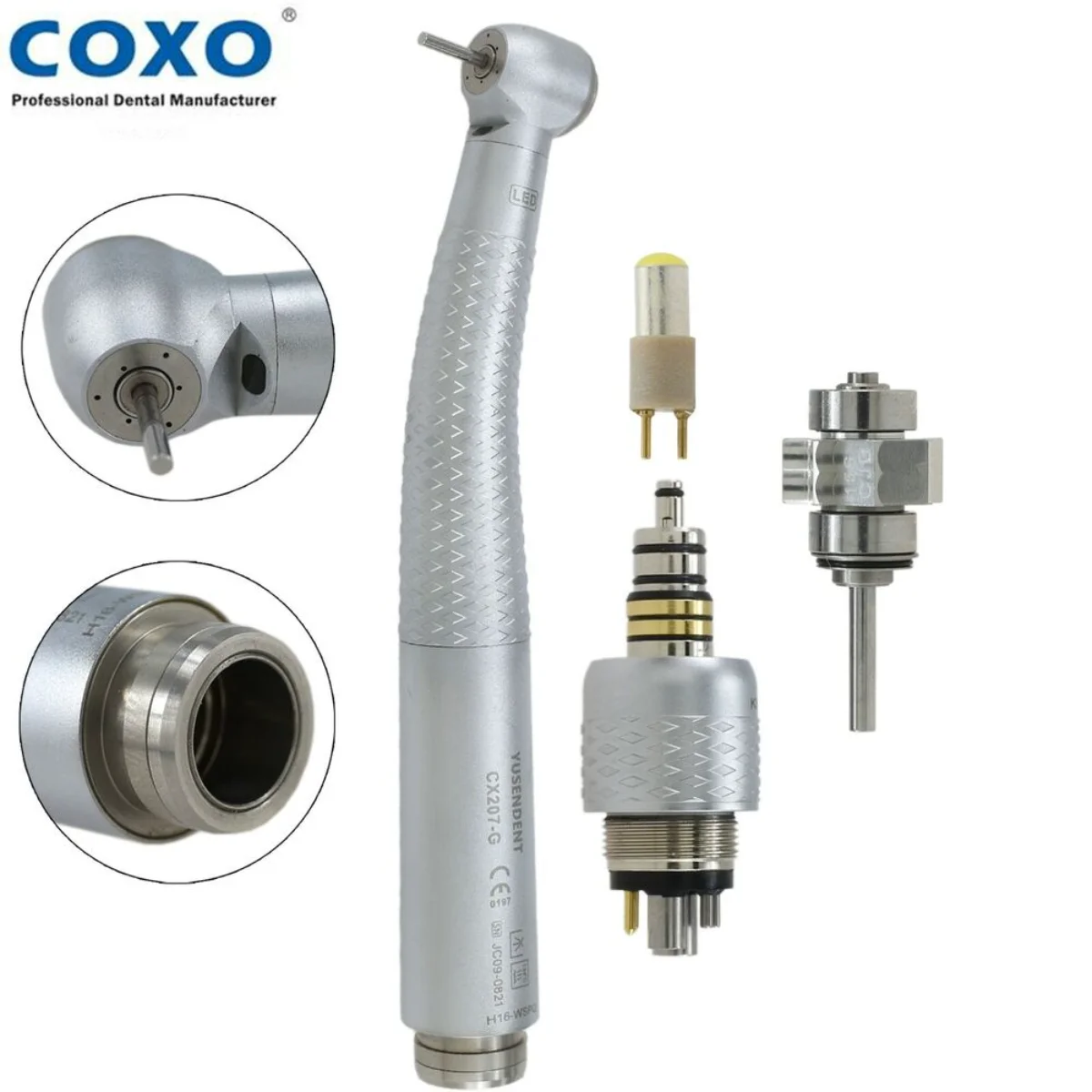 COXO Dental Fiber Optic LED Handpiece High Speed For W/H Roto Coupling 6 Holes