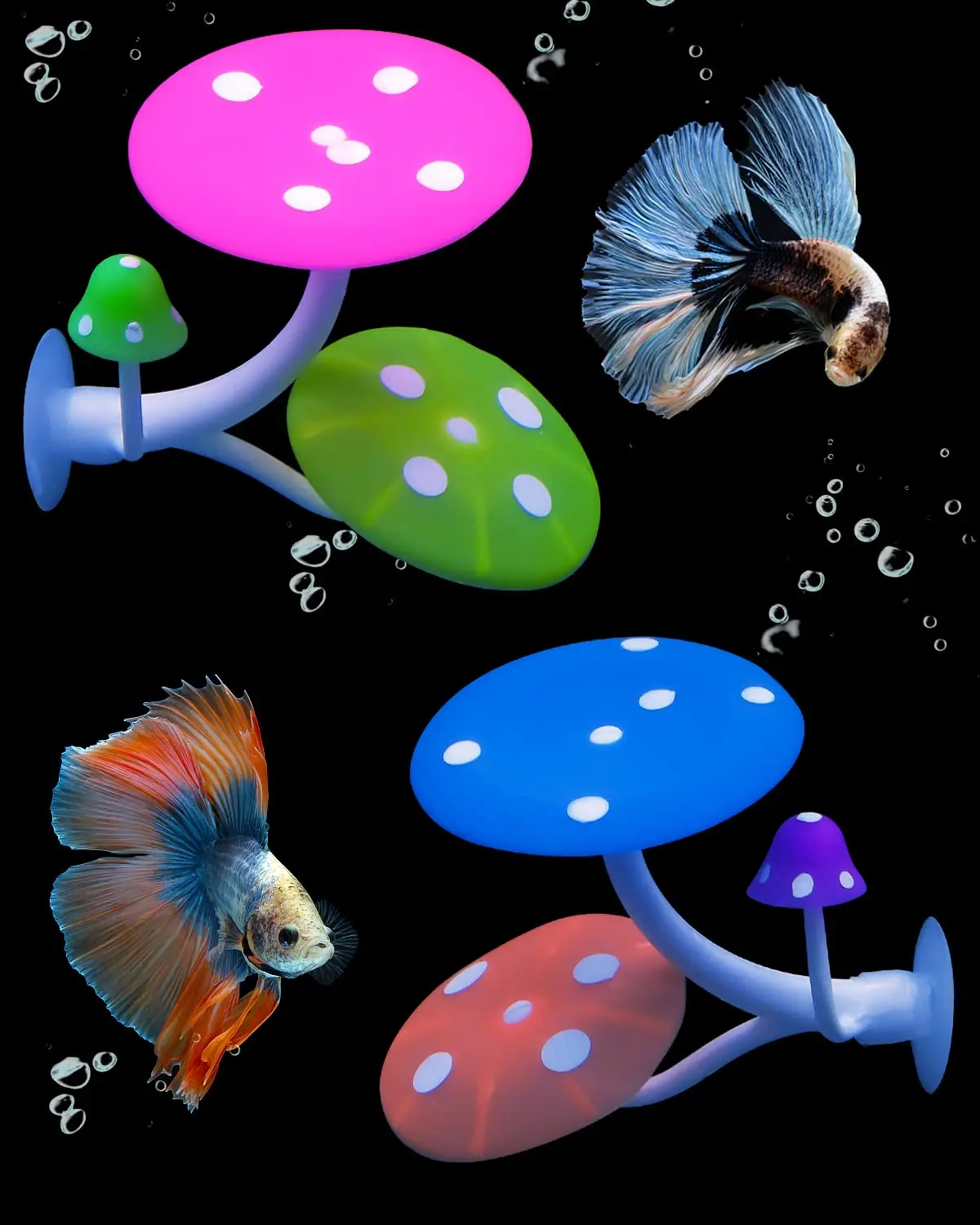 

Mushroom Hammock Soft Aquarium Fish Breeding Playing With Suction Cup Silicone Ornament Decoration Colorful Lifelike Landscape