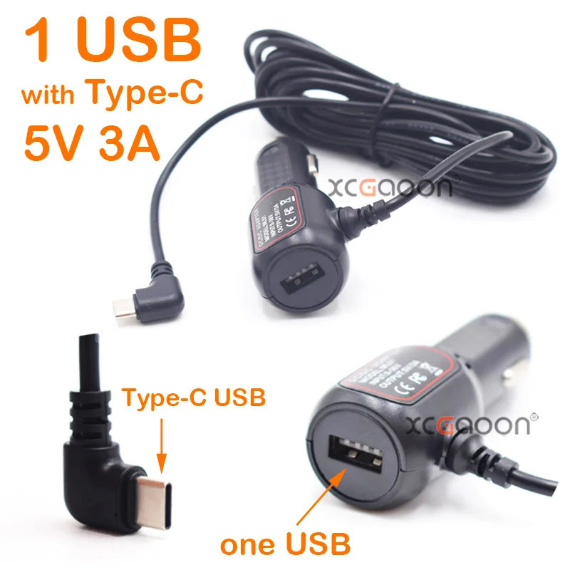 

Автомобильное зарядное устройство USB Type-C 5 В 3,5 А/3 А для видеорегистратора Автомобильный радар-детектор GPS-камера DVR, длина провода 3,5 метра