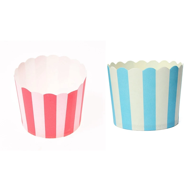 

100Pcs Cupcake Wrapper Paper Cake Case Baking Cups Liner Muffin Kitchen Baking - 50 Pcs Red Stripes & 50 Pcsblue Striped