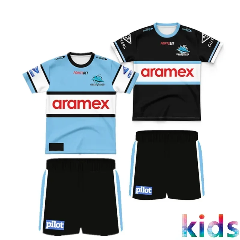 Изготовление на заказ 2024 Детский комплект из Джерси для регби Cronulla Shark Home/Away