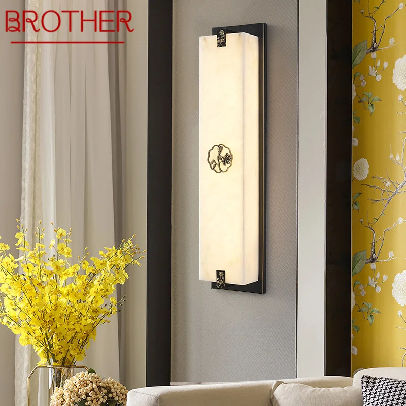 

BROTHER Contemporary Brass Wall Lamp LED 3 Colors Vintage Marble Creative Sconce Light For Home Living Room Bedroom