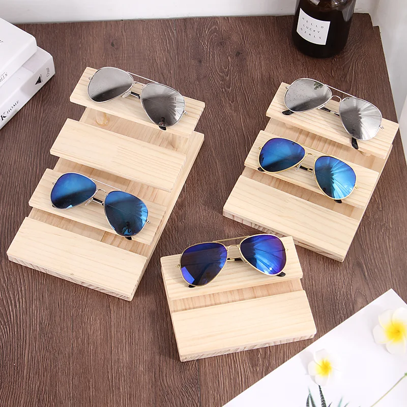 Solid wood 2/3/4 Layer Ladder Glasses Stand Glasses Shop Display Props Sunglasses Display Stand