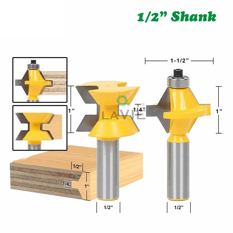 

2PC/Set 1/2" 12.7MM Shank Milling Cutter Wood Carving 120 Degree Tenon Router Bit Groove Milling Cutter Wood Tungsten Carbide