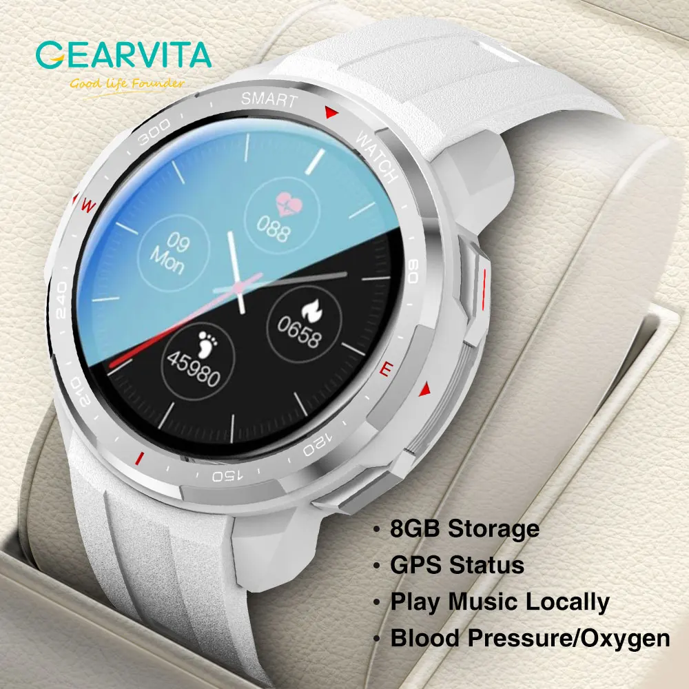 

GPS Статус 8G Хранение Смарт-часы Наручный рекордер Музыка Bluetooth Вызов Кровяное давление / Кислород Против Huawei Xiaomi Для мужчин Умные часы