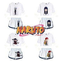 naruto girl two piece set cartoon 3d print t shirt harajuku outfit shorts crop top topsshorts sport harajuku girls beachwear