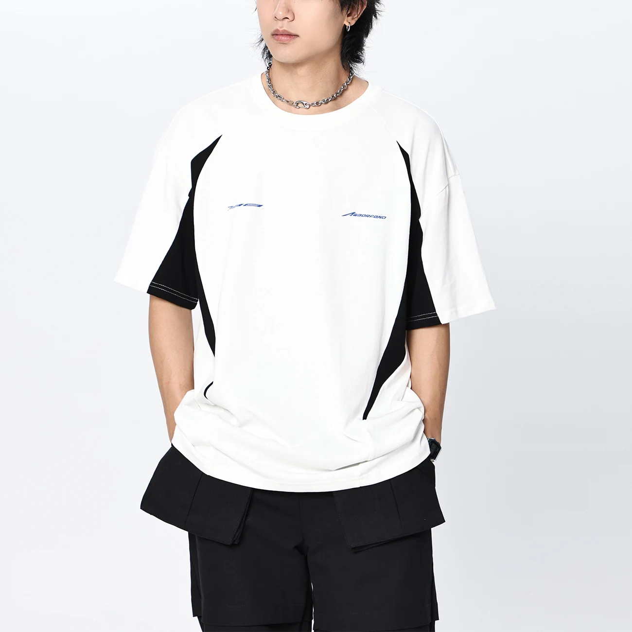 

Футболка женская и мужская свободного покроя, Простой Топ контрастной расцветки в стиле пэчворк, Уличная Повседневная рубашка с короткими рукавами, лето 2023