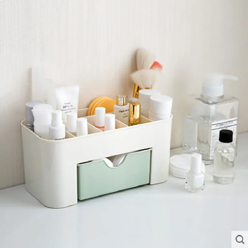 

Makeup Organizers Double Layer Plastic Cosmetic Storage Box Drawers Jewelry Display Box Case Desktop Container Boxes Organizer
