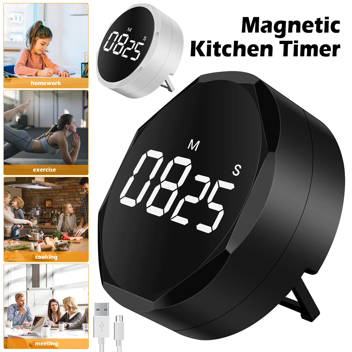 

Magnetic Kitchen Timer Digital Timer Countdown Timer Alarm Clock Cooking Timer Shower Study Stopwatch Kitchen Accessories Tools