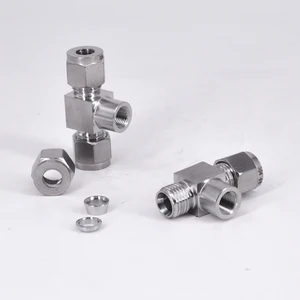 Трубчатый тройник с наружным диаметром 18 дюйма, 14 дюйма, 38 дюйма, 12 дюйма, BSP M10141620 дюйма, x подходит для 68101214 мм, тройник с наружным диаметром трубки, тройник с 3 способами компрессии, соединение из нержавеющей стали 304