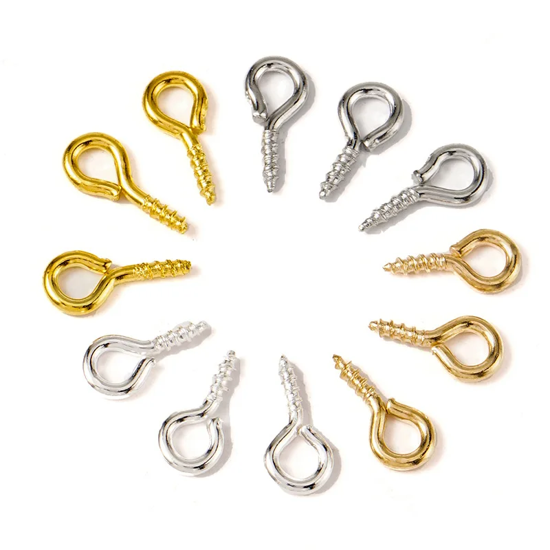300Pcs Small Tiny Mini Eye Pins Eyepins Hooks Eyelets Screw Threaded Stainless Steel Clasps Hook Jewelry Findings For Making DIY