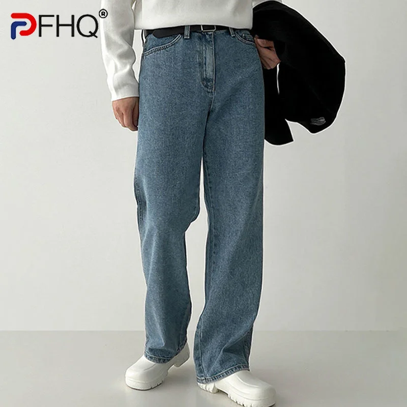 

PFHQ 2023 Модные Винтажные прямые широкие джинсы для мужчин новые свободные повседневные весенние мужские брюки корейские модные элегантные брюки