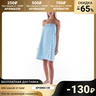 Полотенце для бани Spa day голубой, женское парео,75х1504 см, 100% хл.,вафельное полотно,160 грм2