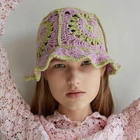 panama hat korean hollow knitted hat women handmade crochet basin hat spring summer sunscreen sun hat female