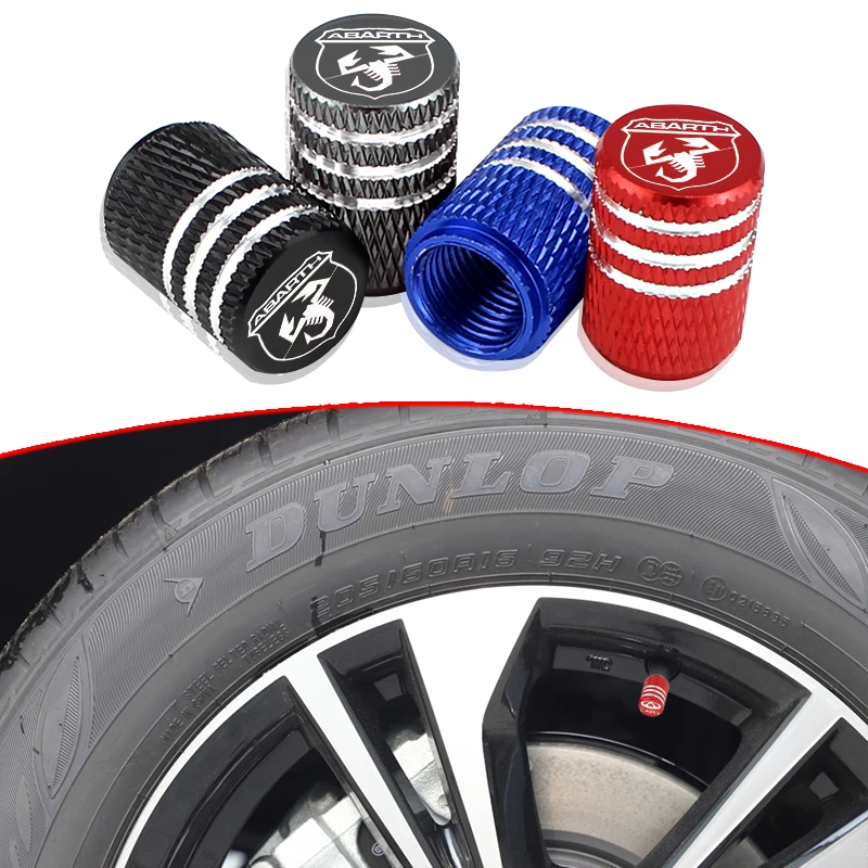 

4pcs Car General Tire Four-color Valve for Abarth Puto 595 500 124 125 Stilo Ducato Carbono Competizione Logo Car Accessories