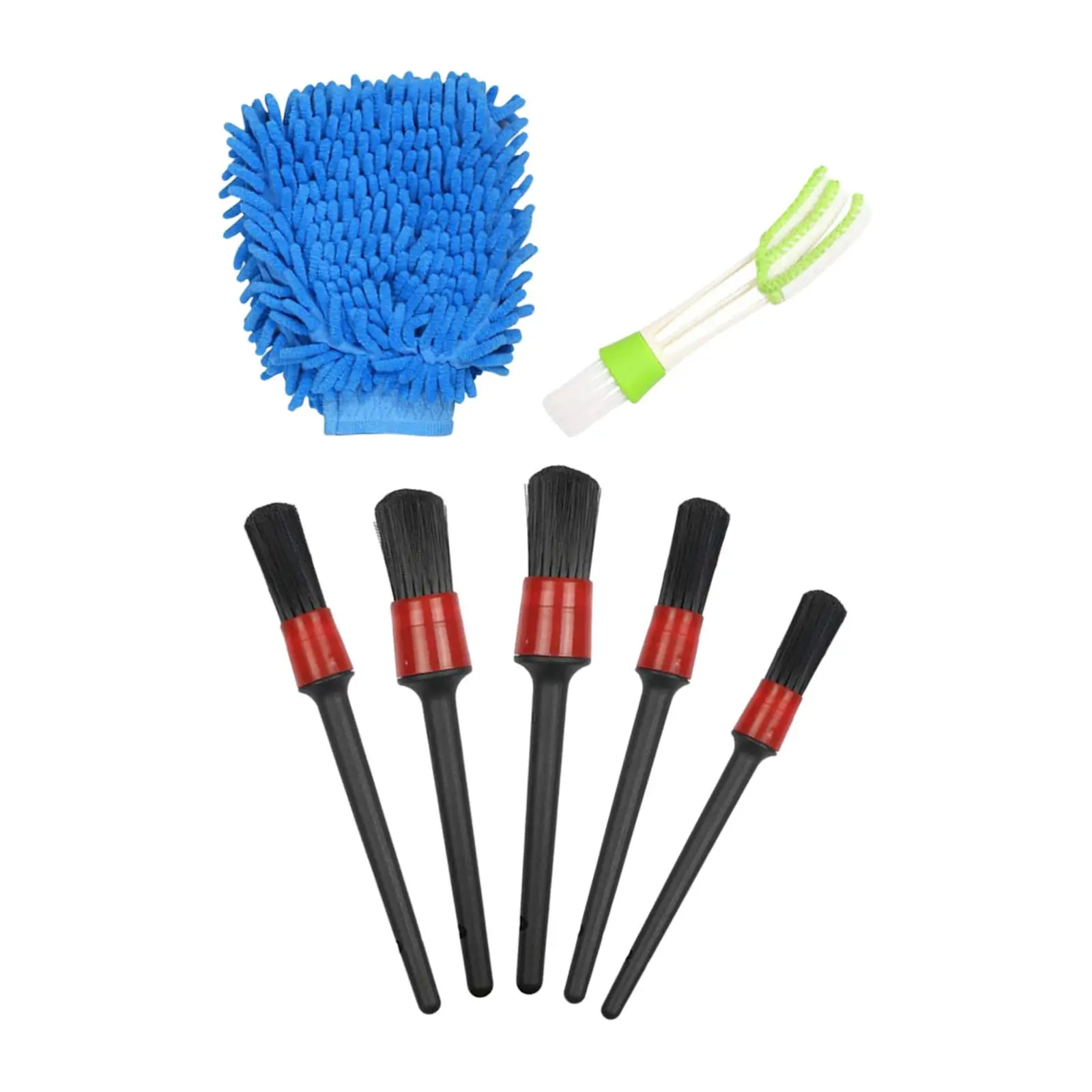 

7 pieces Car Detailing Brush Cleaner Glove Set Universal Sturdy