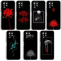 tokyo ghoul red flowers phone case for xiaomi redmi note 10 10s 10t 10promax 11 11s 11t 11e lite pro 5g 4g black luxury silicone