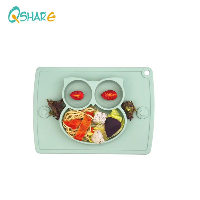 

Qshare Baby Suction Placemats Silicone Non-Slip Plates for Children Infants Feeding Food Tableware Tray Kids Tableware Dishware