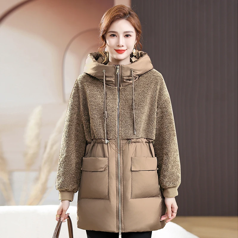 

Женская зимняя бархатная куртка, Длинные теплые парки, Женское пальто, утепленная хлопковая одежда для женщин среднего возраста