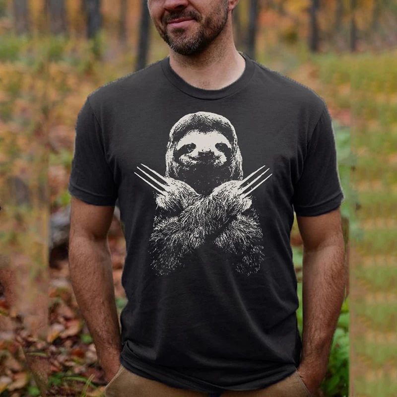 Vintage Men's T Shirt Sloth 3D Print Animal T-shirts Summer Fashion Short Sleeve Pullover Tops Oversized Tees Shirt Mens Clothes