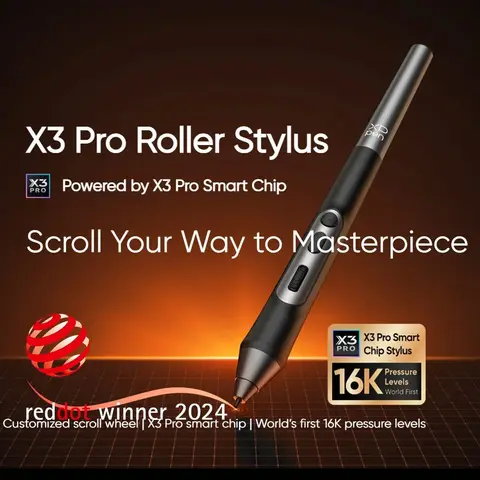 Роликовый стилус XP-Pen X3 Pro, 16 тыс. уровней давления, совместимый со столом для рисования Artist 22 Plus / Artist Pro Gen 2/ Deco Pro Gen 2