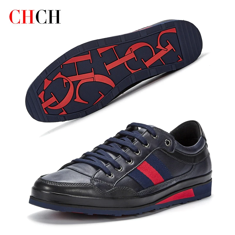 

Мужские повседневные туфли CHCH, весна-осень, синяя обувь из овечьей кожи, коровья кожа, резиновая подошва, модные удобные