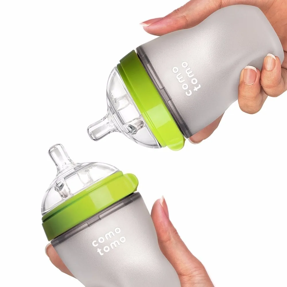Mamadeira BPA free Baby Bottle Green 250ml(8oz) pink 150ml(5oz) baby milk feeding bottle with handle