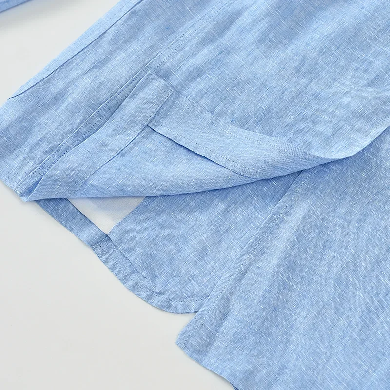 Мужской однобортный Блейзер из чистого льна повседневный однотонный жакет