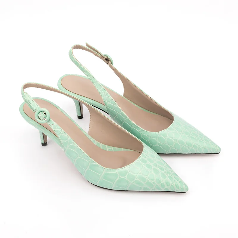 2022 New Spring Summer Fashion Stiletto High Heels Shoes Genuine Leather Women Solid Simple Casual Sandals Female Heels Women