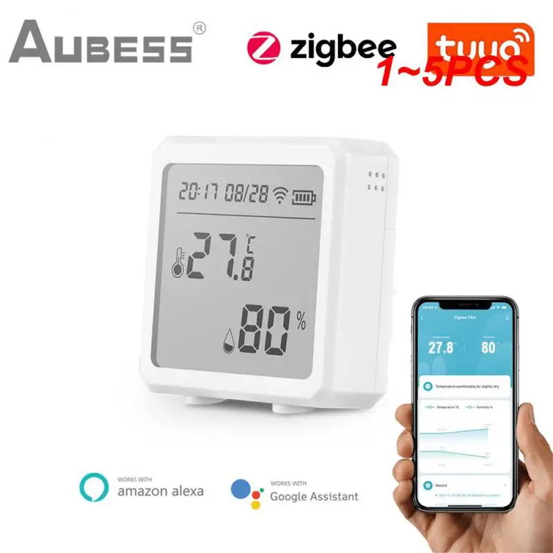 

1~5PCS Tuya ZigBee Temperature Humidity Sensor Smart Thermometer Hygrometer with LCD Screen Work Alexa Hey Google Smart Life APP