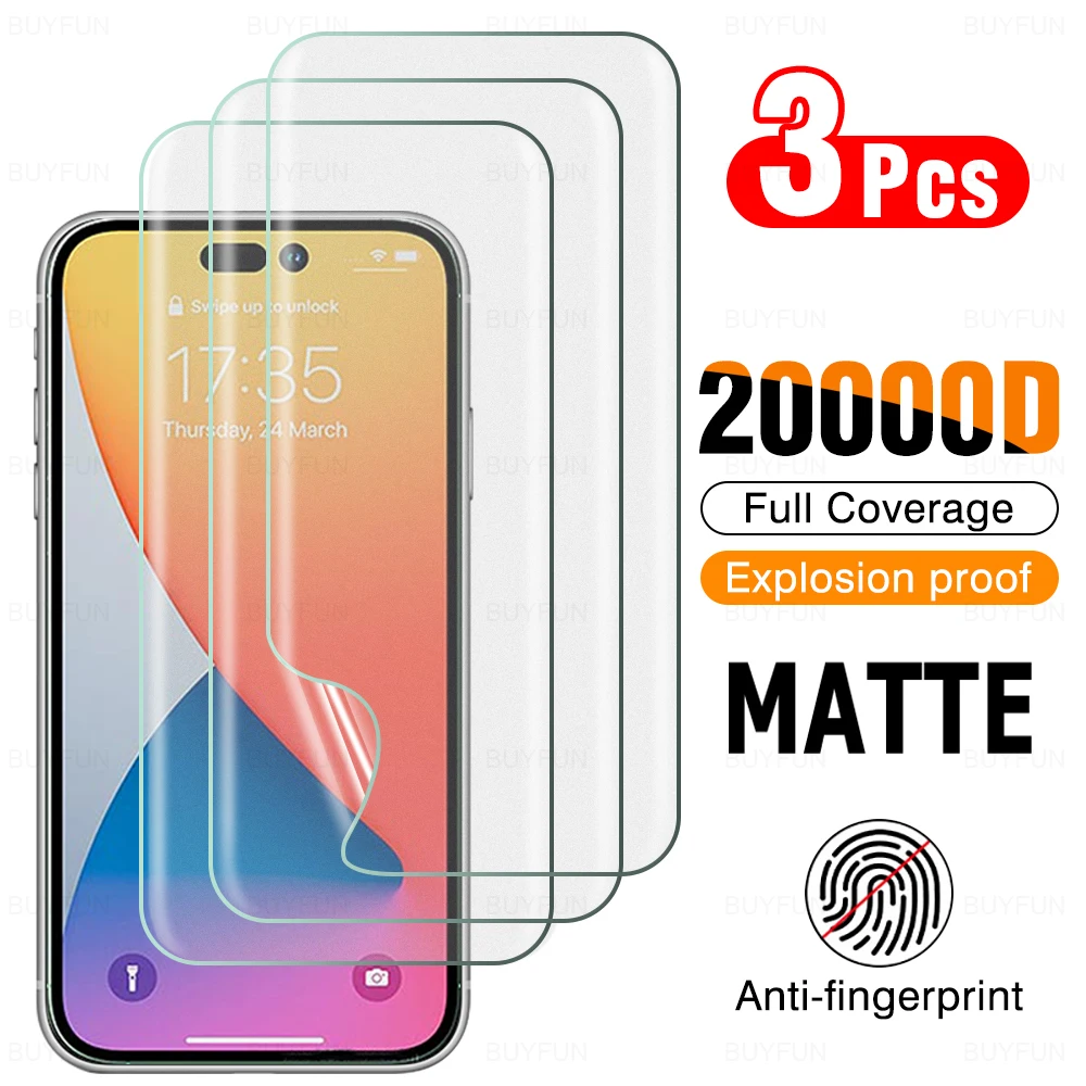

3 шт. Матовая Мягкая Гидрогелевая пленка, полное покрытие для iPhone 14 12 13 Pro Max, защита экрана, защита от отпечатков пальцев для iPhone 11, не стекло