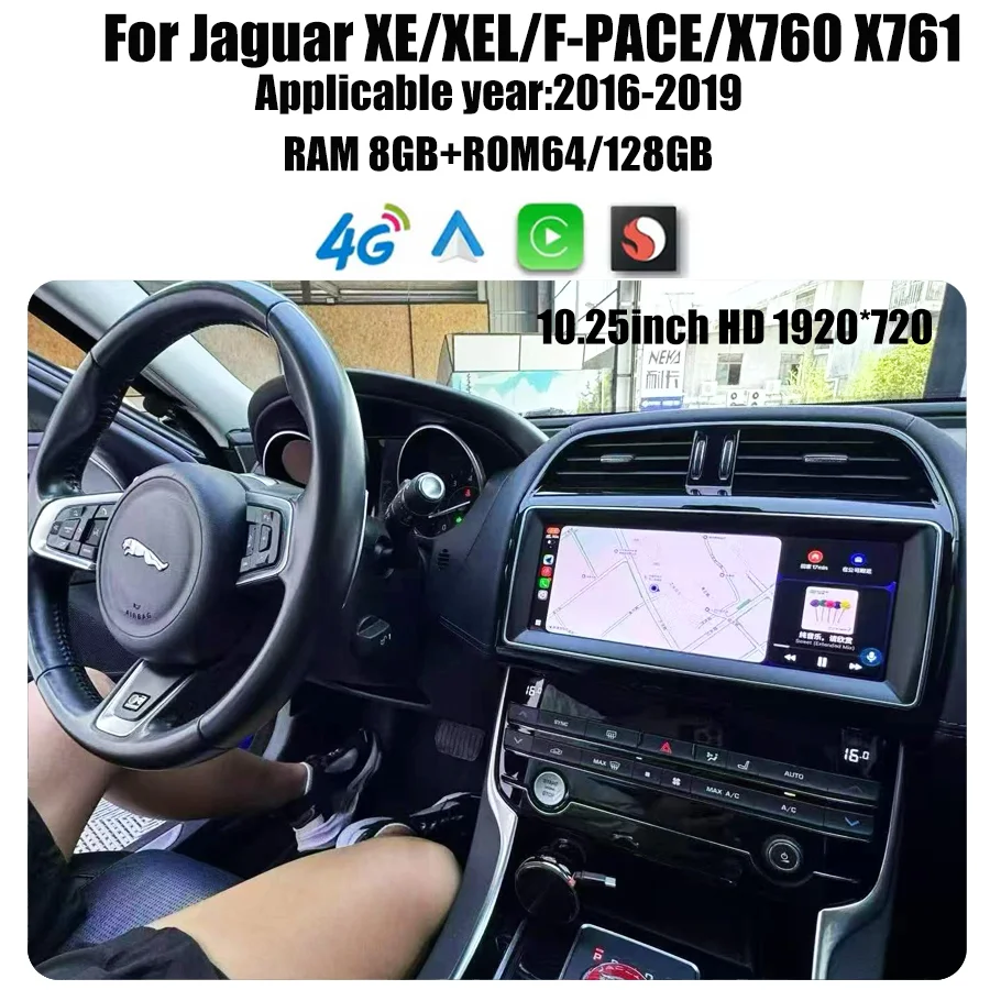 Фото 10.25-дюймовый мультимедийный проигрыватель Android 13 с GPS-радио для Jaguar XE/XEL/F-PACE X760 X761, беспроводной Carplay и Auto, оригинальное меню OEM №1