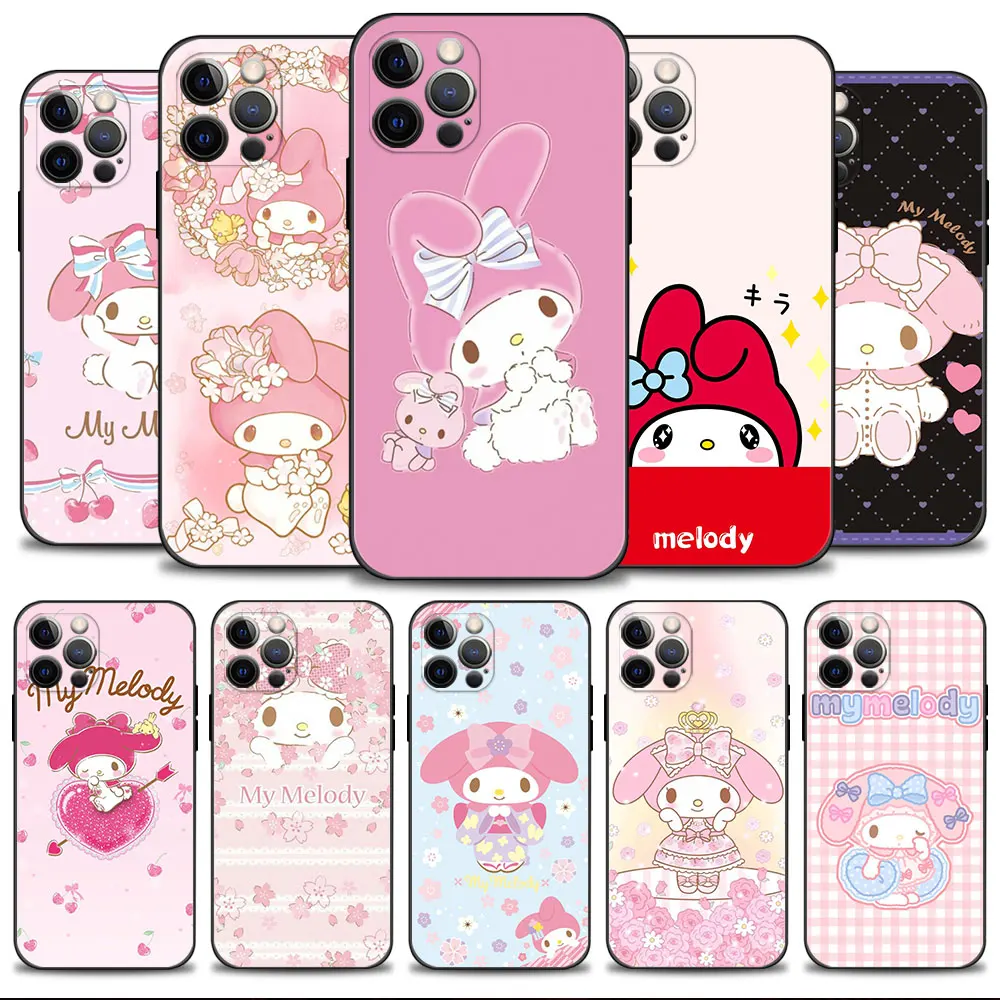 

Pink Rose Flower My Melody Phone Case For Apple iPhone 14 13 12 11 Pro Max 13 12 Mini XS Max XR X 7 8 6 6S Plus Cover