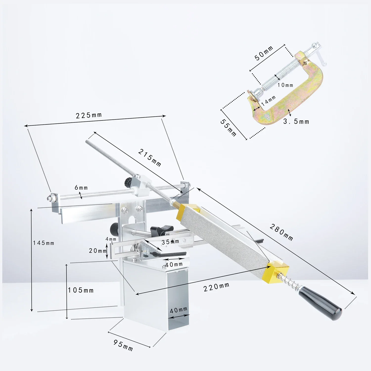 Точилка для кухонных ножей с фиксированным углом двойными зажимами 360 градусов