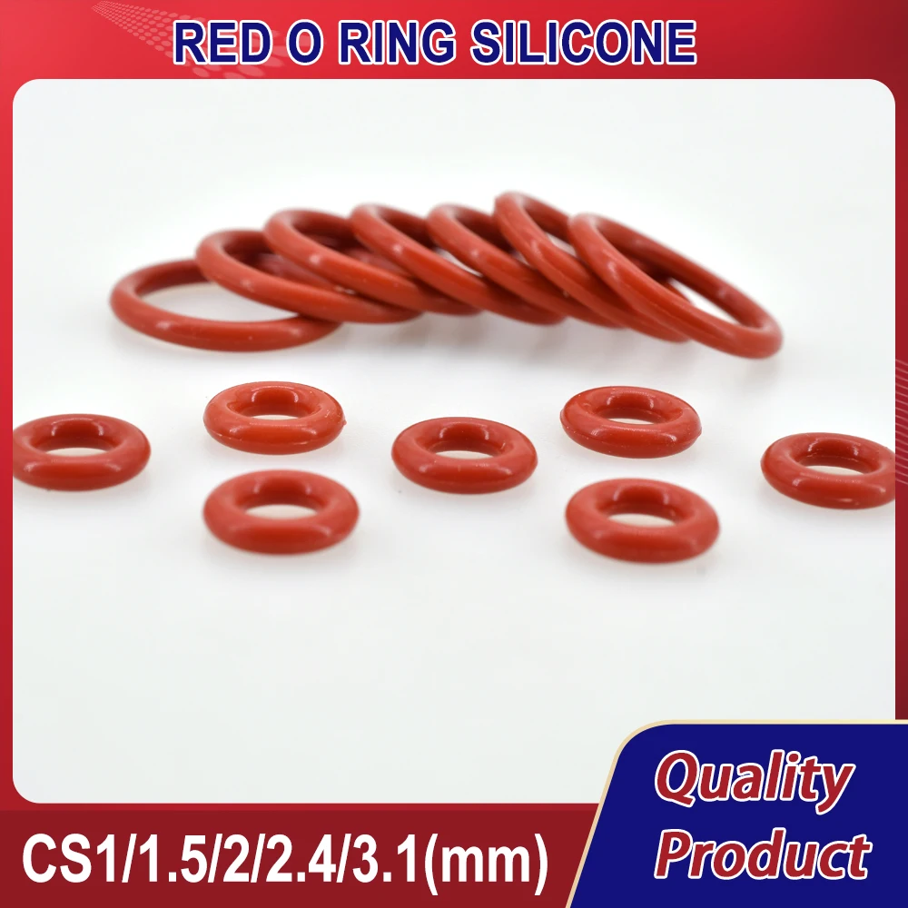 

CS 1mm 2mm 3.1mm Red Silicone VMQ O Ring Thickness Washers Gasket Food Grade Sealing Waterproof Insulated Rubber Silicon o-rings