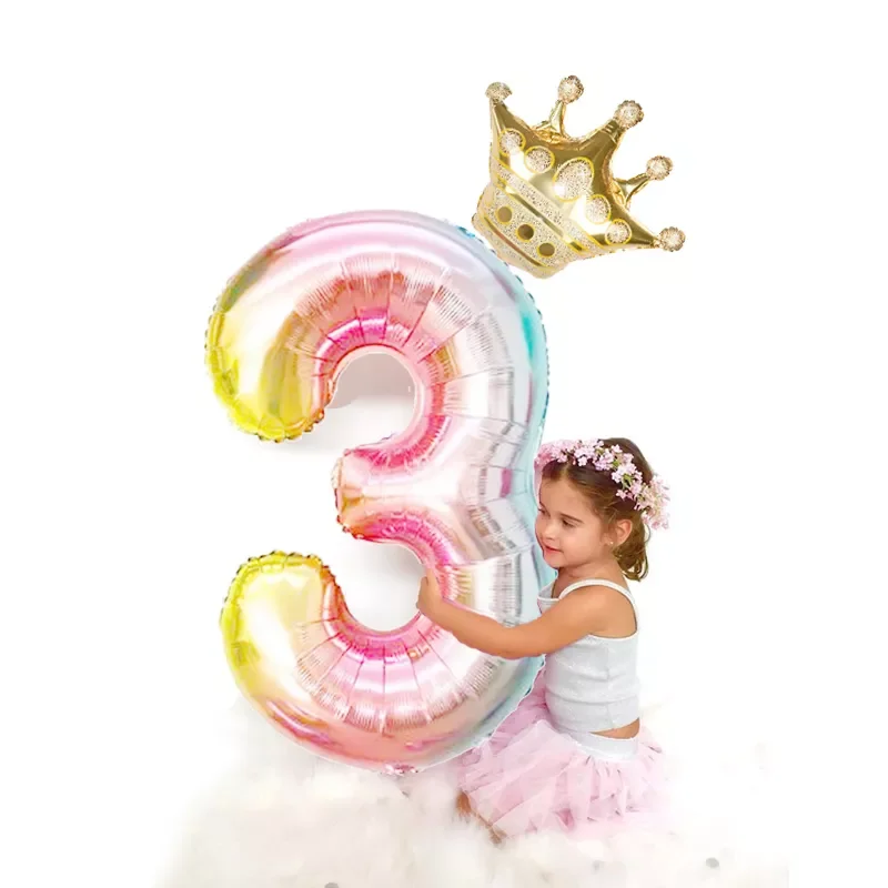 

2pcs/lot 32inch Number Foil Balloons Digit air Ballon Kids Birthday Party Festival Party anniversary Crown Decorations Supplies