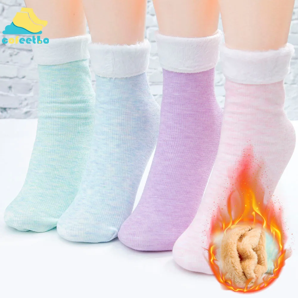 

Candy Color Cotton Socks Plush Velvet Breathable Thick Warm Comfortable Long Sock Autumn Winter Footwear Floor Sox